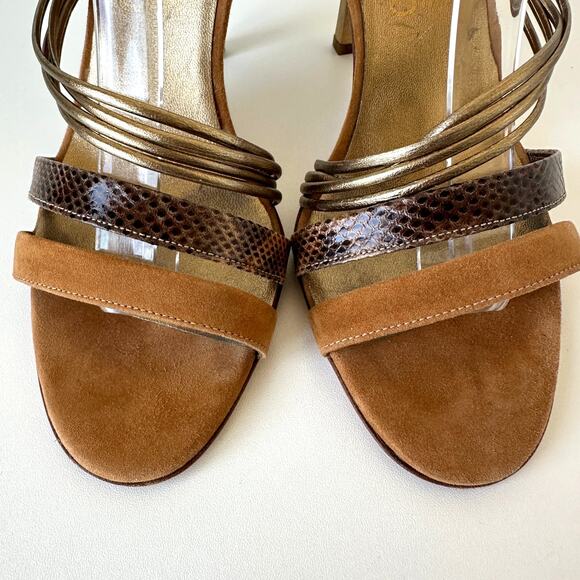 Salvatore Ferragamo Brown Suede Leather Slingback Sandals Size 7 - Picture 7 of 16